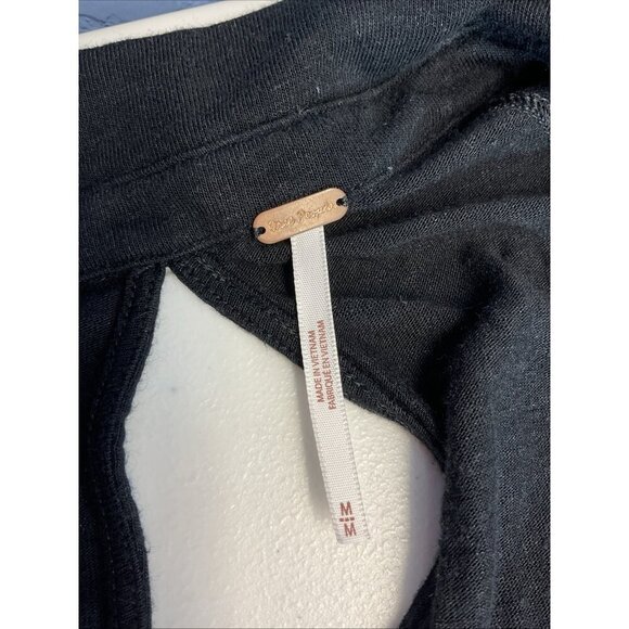 Free People Black‎ long sleeve Jersey dress tiered cut out Witchy Goth size M - Picture 6 of 8